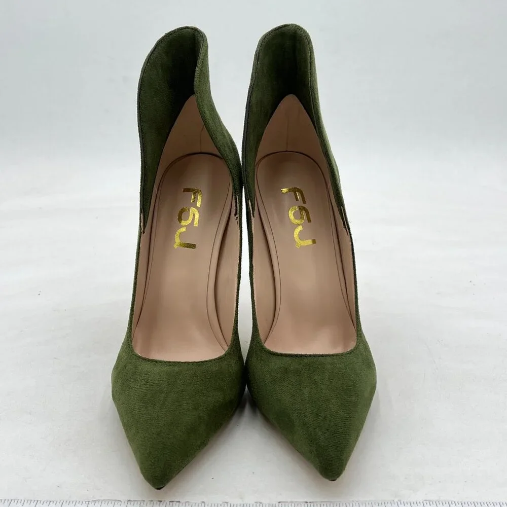 FSJ Olive Sexy Prom Pointy Toe High Heel Stiletto Pumps Closed Toe Party Shoes_3